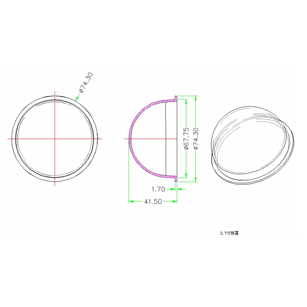 2.9 inch Acrylic Dome Case Acrylic Transparent Dome Surveillance CCTV Camera Housing Transparent Cover