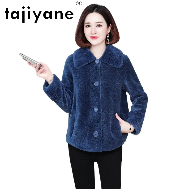TAJIYANE 100% Cappotto di Lana Donna Casual Tosatura Delle Pecore Giacca Corta Premium Capispalla Delle Signore 2025 Donne di Inverno Vestiti ropa mujer