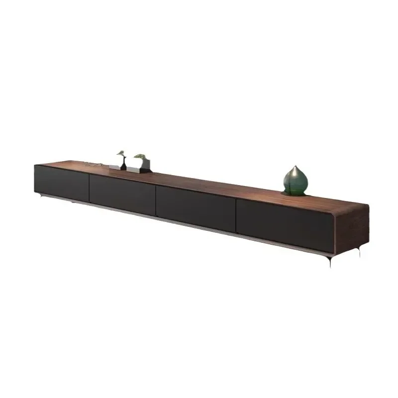 TV cabinet, coffee table combination, Nordic living room wall locker, large and small apartment walnut, color floor cabinet
