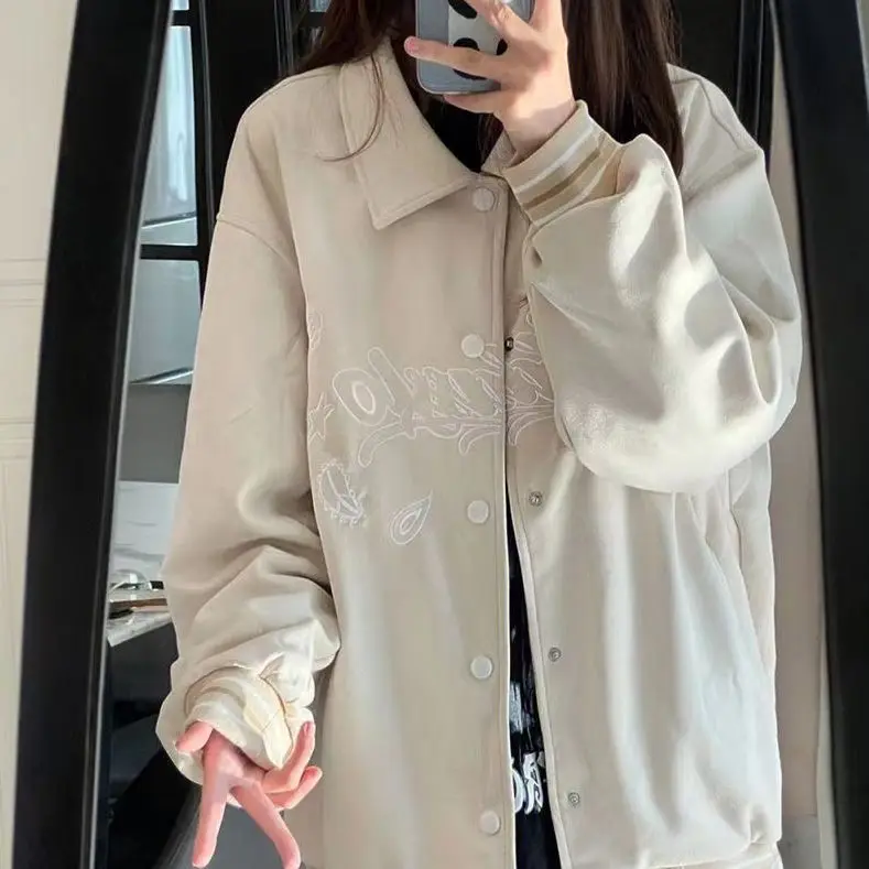 Butterfly Embroidered Baseball Jacket Women Loose Casual Autumn 2022 Female Bomber Jacket Coat Street Style INS