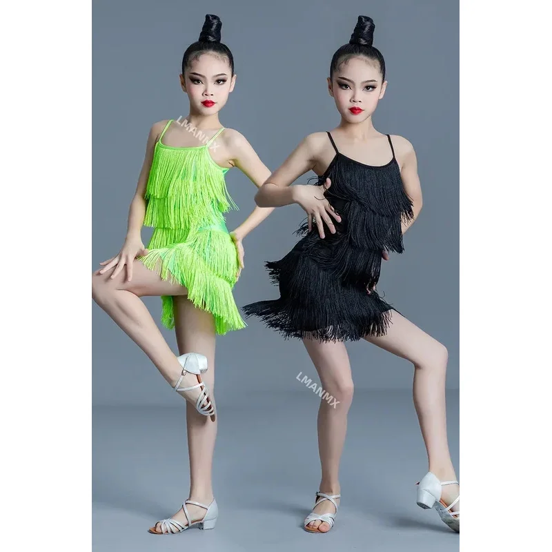 فستان رقص لاتيني فتاة الماس شرابة المنافسة المهنية دعوى الكبار الأطفال الراقية مخصص المرحلة زي التانغو زي #6