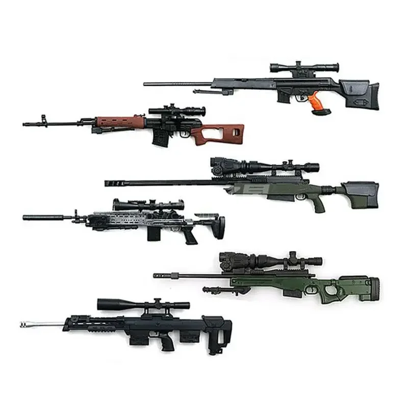 1/6 Scale AWM MK14 DSR PSG-1 SVD TAC Sniper Rifle Plastic Weapon Assembly Toy 4D Gun Model for 12\