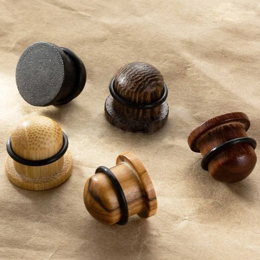 2G-5/8“ Natural Wood Ear Canal Plug Bullet Head Cylindrical  Piercing Gauge Dilator 2 Pcs