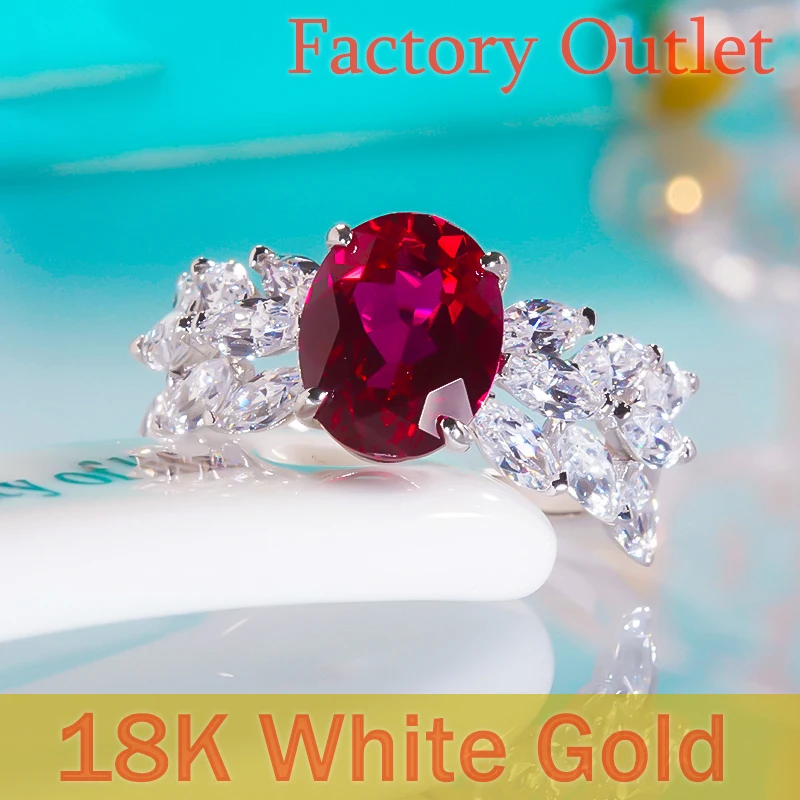 

18k white gold Mosang diamond ruby wing ring for women light luxury retro temperament explosive non fading versatile bracelet