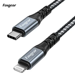 Fasgear 27W USB-C to Lightning Cable, MFi Certified, Braided C to Lightning PD Fast Charger Cord, Compatible for iPhone and iPad
