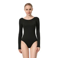 Leotardo de danza básica para mujer, leotardo de Ballet de equipo para adultos de manga larga, Ropa de baile