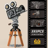 Retro movie camera, building blocks, movable mechanical structure, adult high difficulty assembly model, creative birthday gift