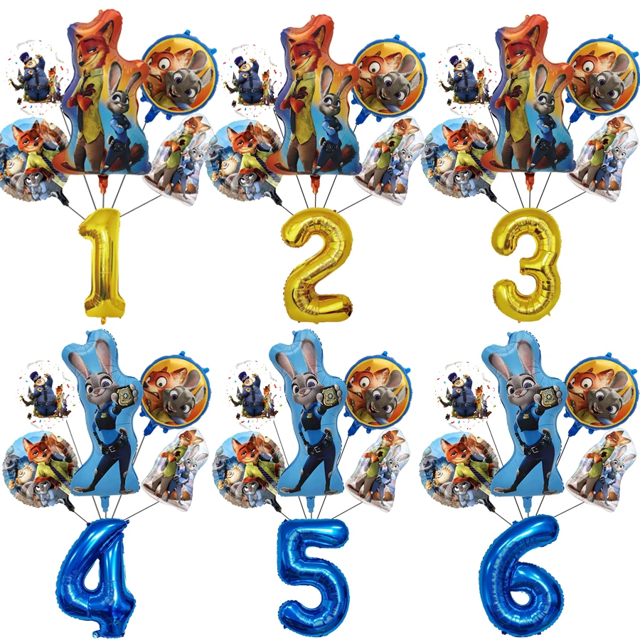 

Набор украшений воздушных шаров на день рождения Zootopia, воздушные шары из алюминиевой пленки с номером, детские товары для вечеринок, подарок, декор, рождественские наполнители