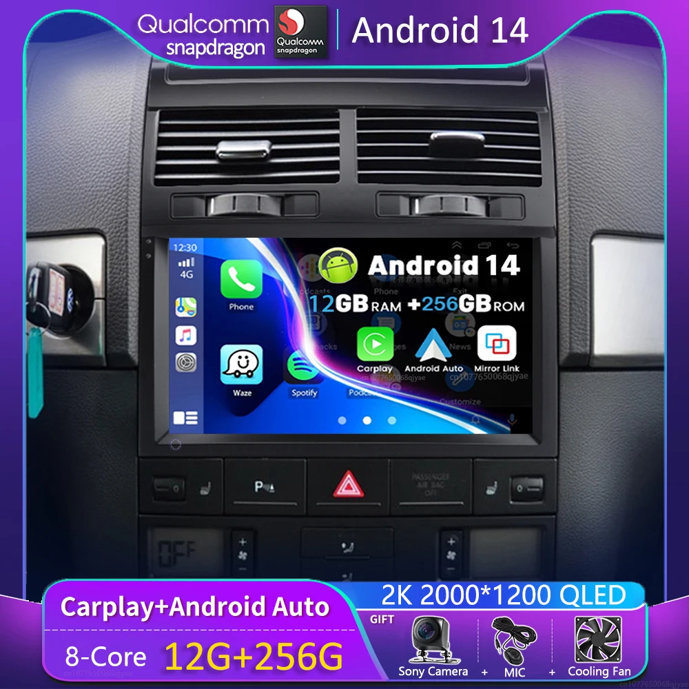 

Android 14 Carplay Auto Car Radio For Volkswagen Touareg GP 2002 - 2010 Navigation GPS Multimedia Player Stereo video wifi+4G BT