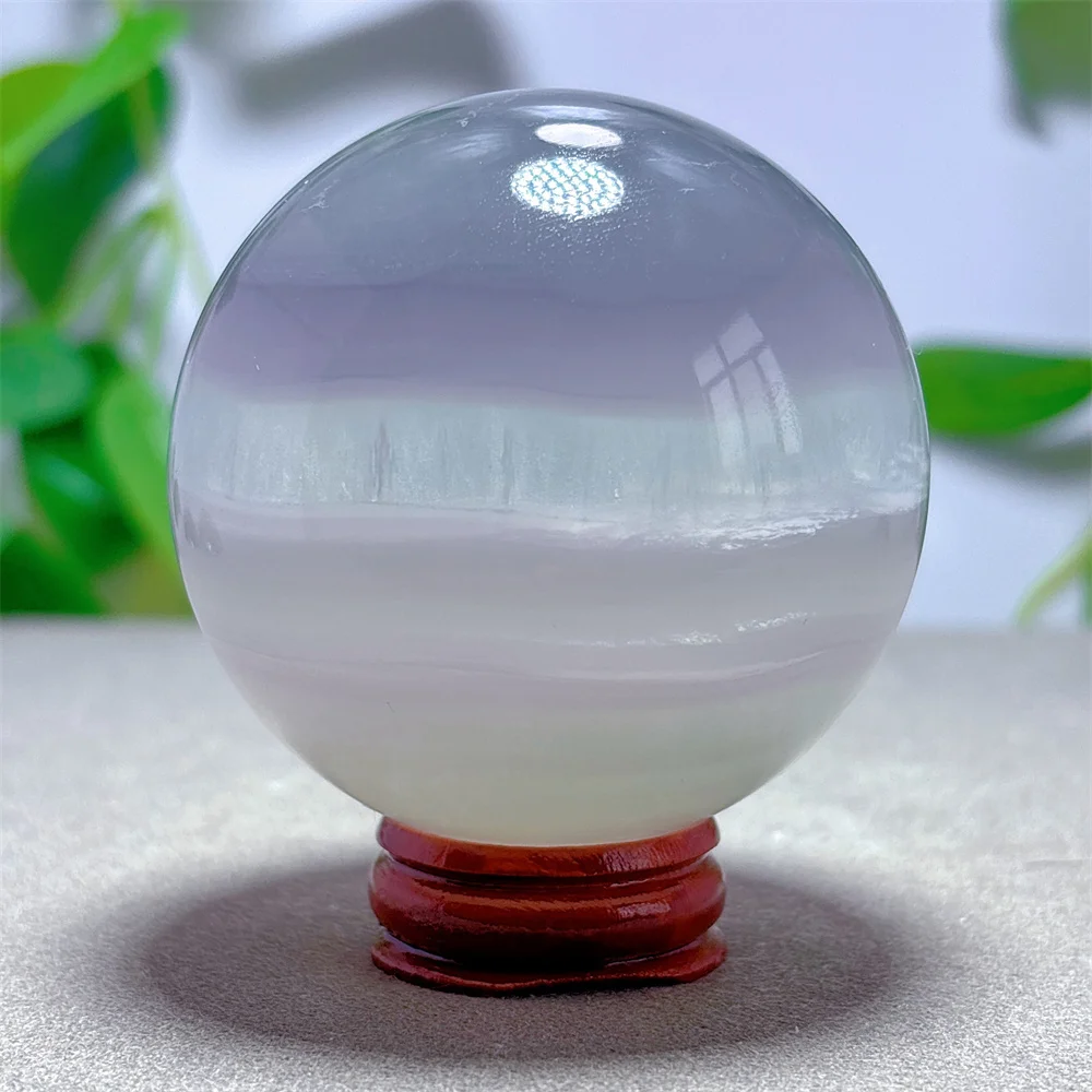 Lavender Stria Fluorite Sphere Crystal Natural Stone Quartz Stone Minerals Home Decoration Reiki Gifts Energy Healing Luck Love
