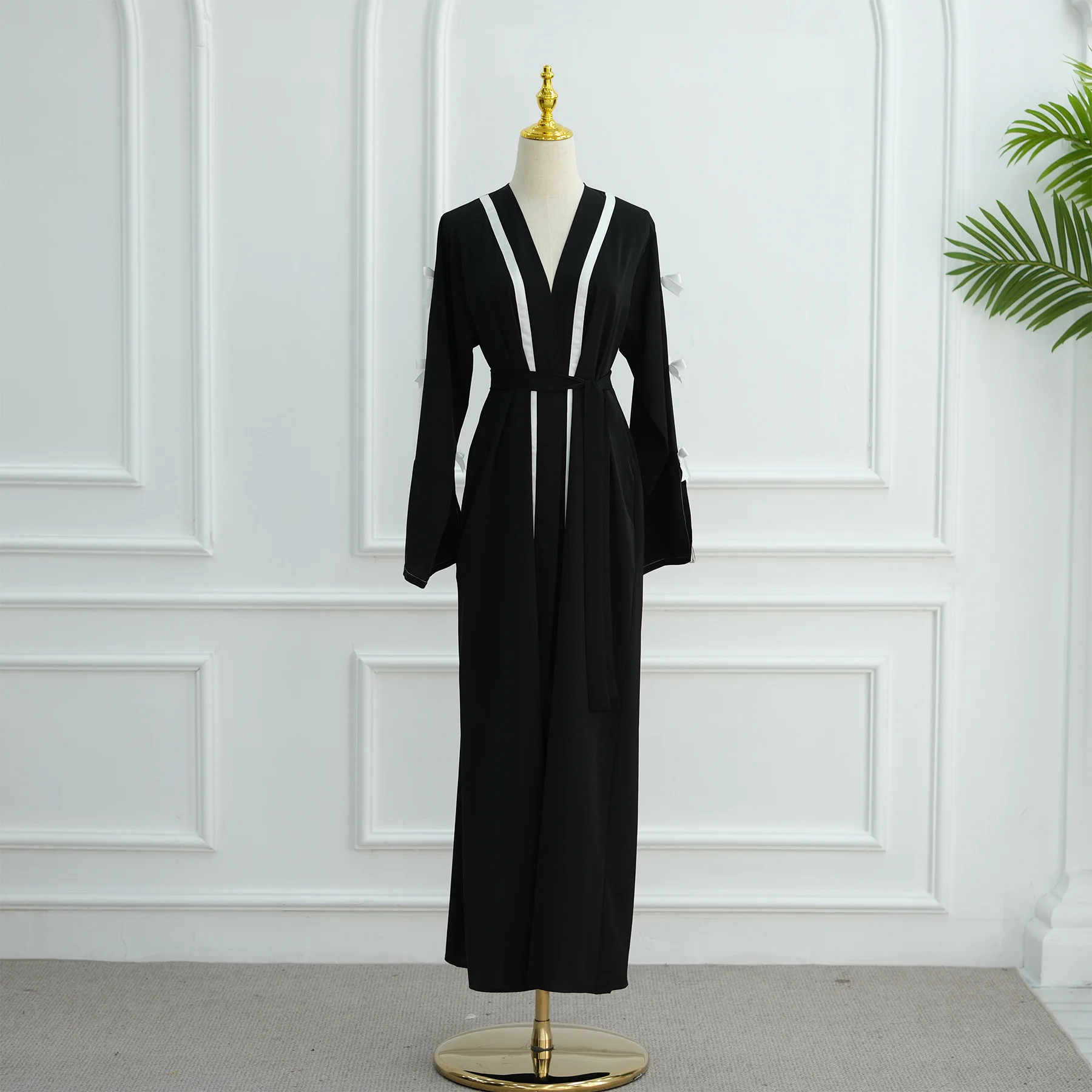 Bow Kimono Cardigan Jalabiya Women Muslim Dress Ramadan Dubai Open Abaya Turkey Kaftan Kebaya Caftan Marocain Femme Robe Abayas