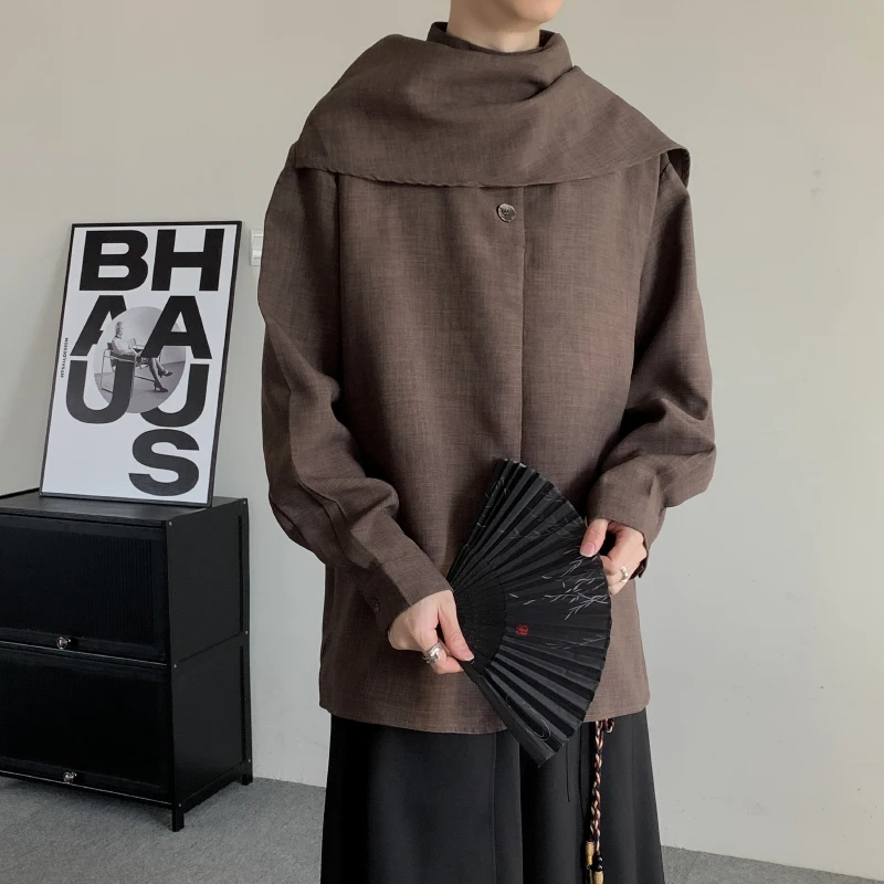 

Новый китайский мужской воротник-стойка irt Spring Faion в стиле ретро с высоким воротником и шарфом, полиэстер, нейлон Cosite...