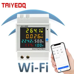 WIFI 6IN1 Display Smart Meter AC Monitor Voltage Current Power Factor Active KWH Electric Energy Frequency Meter N52-2068