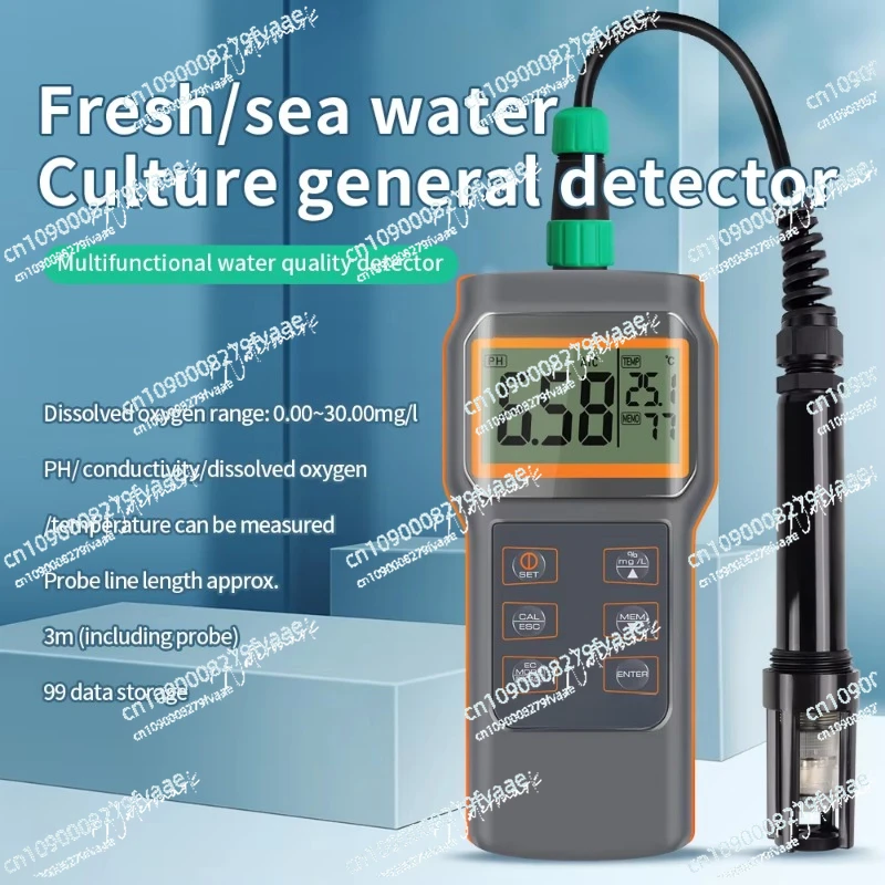 AZ-86021 كاشف الأوكسجين المذاب متعدد الوظائف المحدث حديثًا pH/EC/درجة الحرارة/TDS/مذكرة/الملح IP 67 حوض السمك المقاوم للماء
