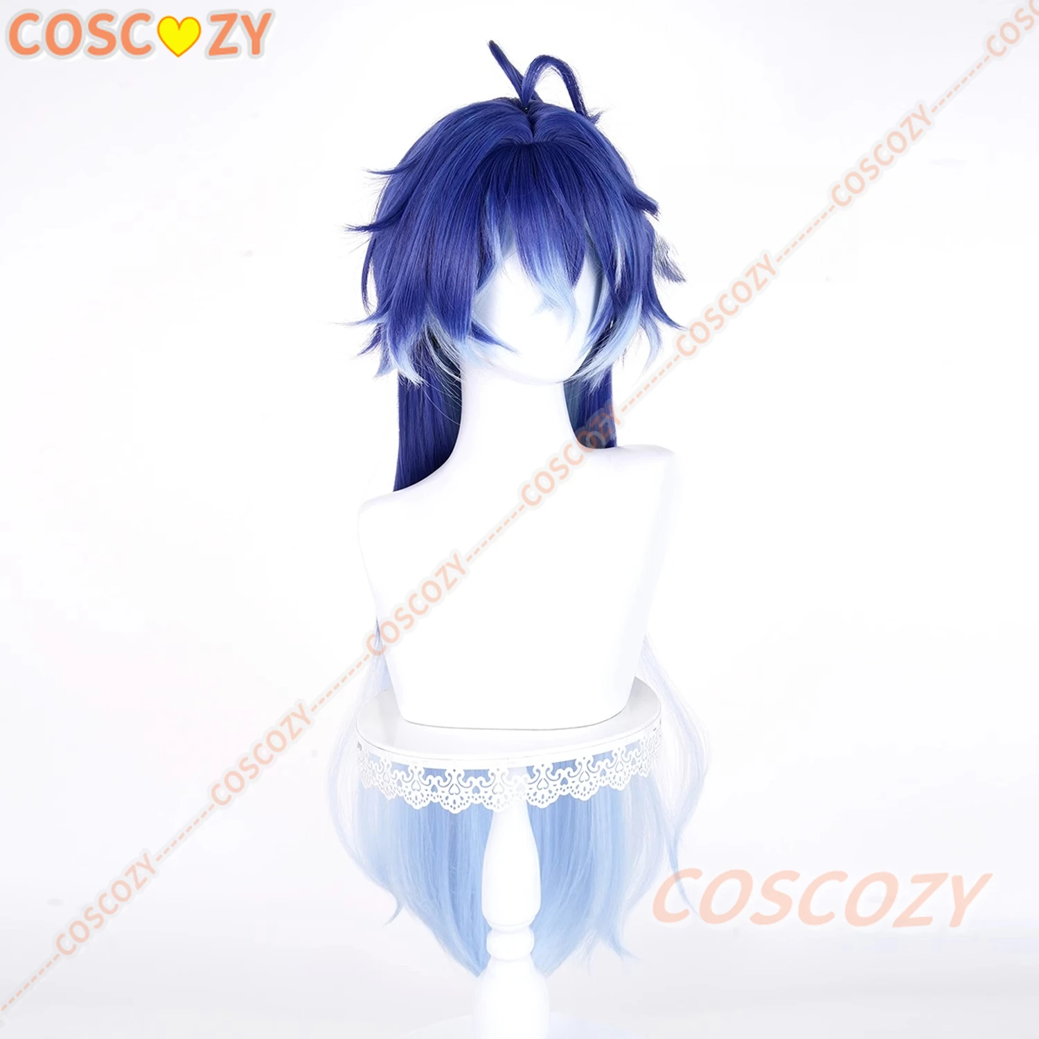 Game Genshin Impact Flins Cosplay Wig Long Blue Heat Resistant Synthesis Hair Halloween Carnival Party Wigs For Women Men Boys