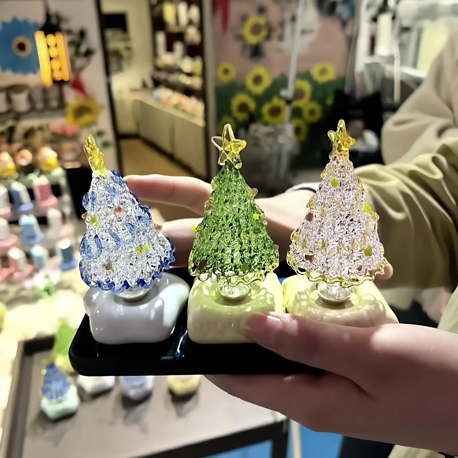 زينة شجرة عيد الميلاد السيراميكية المصنوعة يدويًا، زخرفة زجاجية كهدية لأفضل صديق، بأسلوب جينغدتشن، دوارة بلمسة نهائية غير لامعة #3