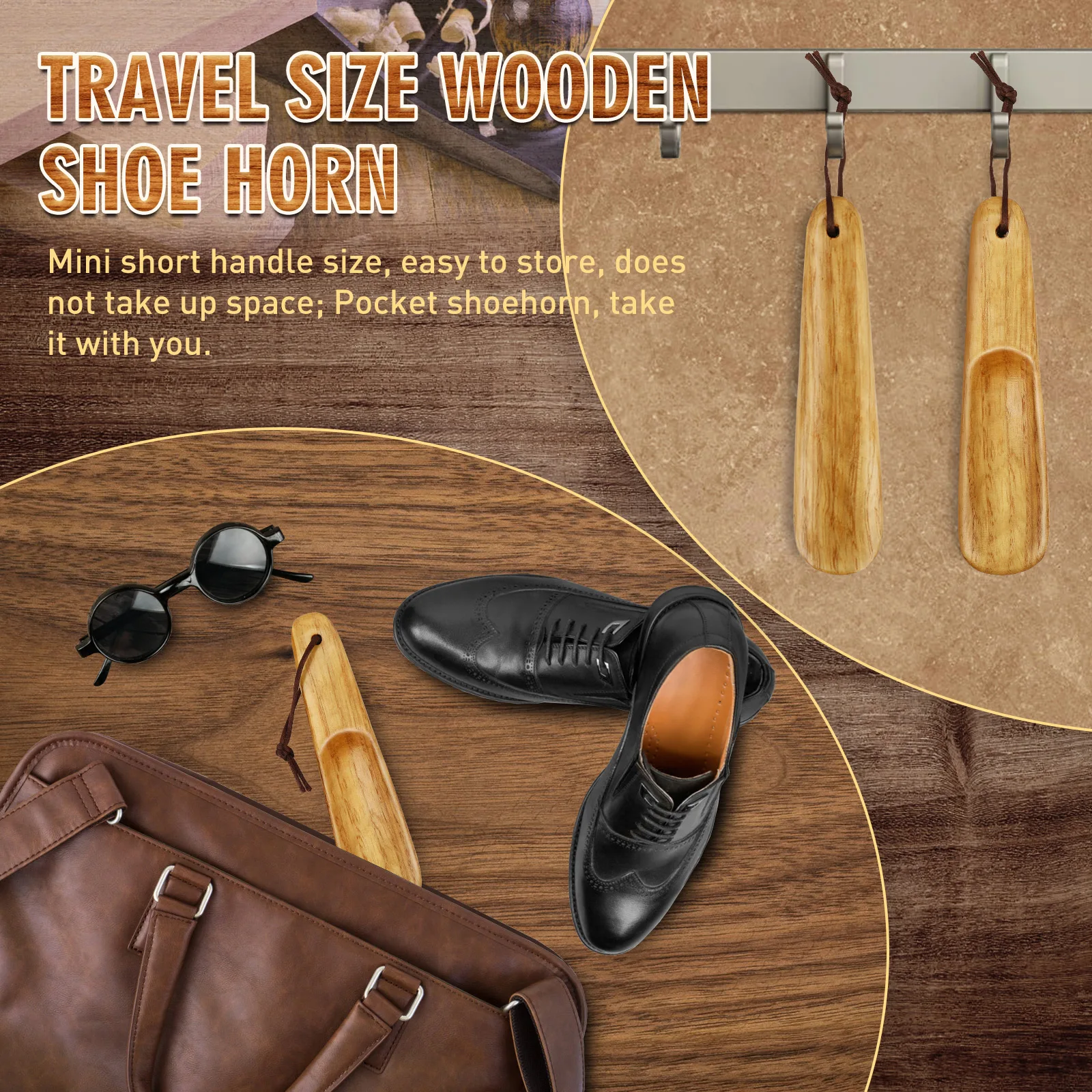 الخريف 16 سنتيمتر الخشب الصلب مقبض قصير الحذاء الطبيعي خشبية لبيسة حذاء المحمولة دائم مقبض الأحذية رافع حذاء للأطفال المسنين #5