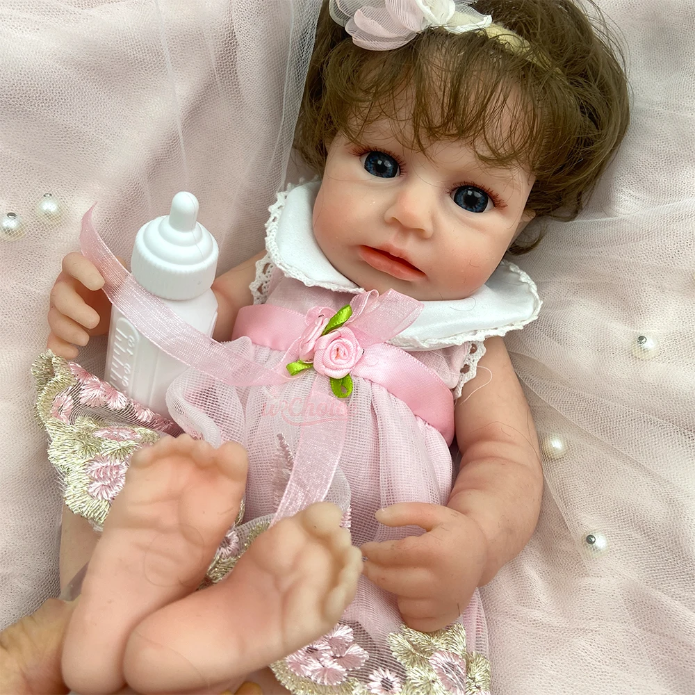 Bambola Reborn LouLou da 12 Pollici con Bocca Aperta, in Silicone Solido, con Capelli Infoltiti, Corpo Intero in Silicone, Regalo di Natale