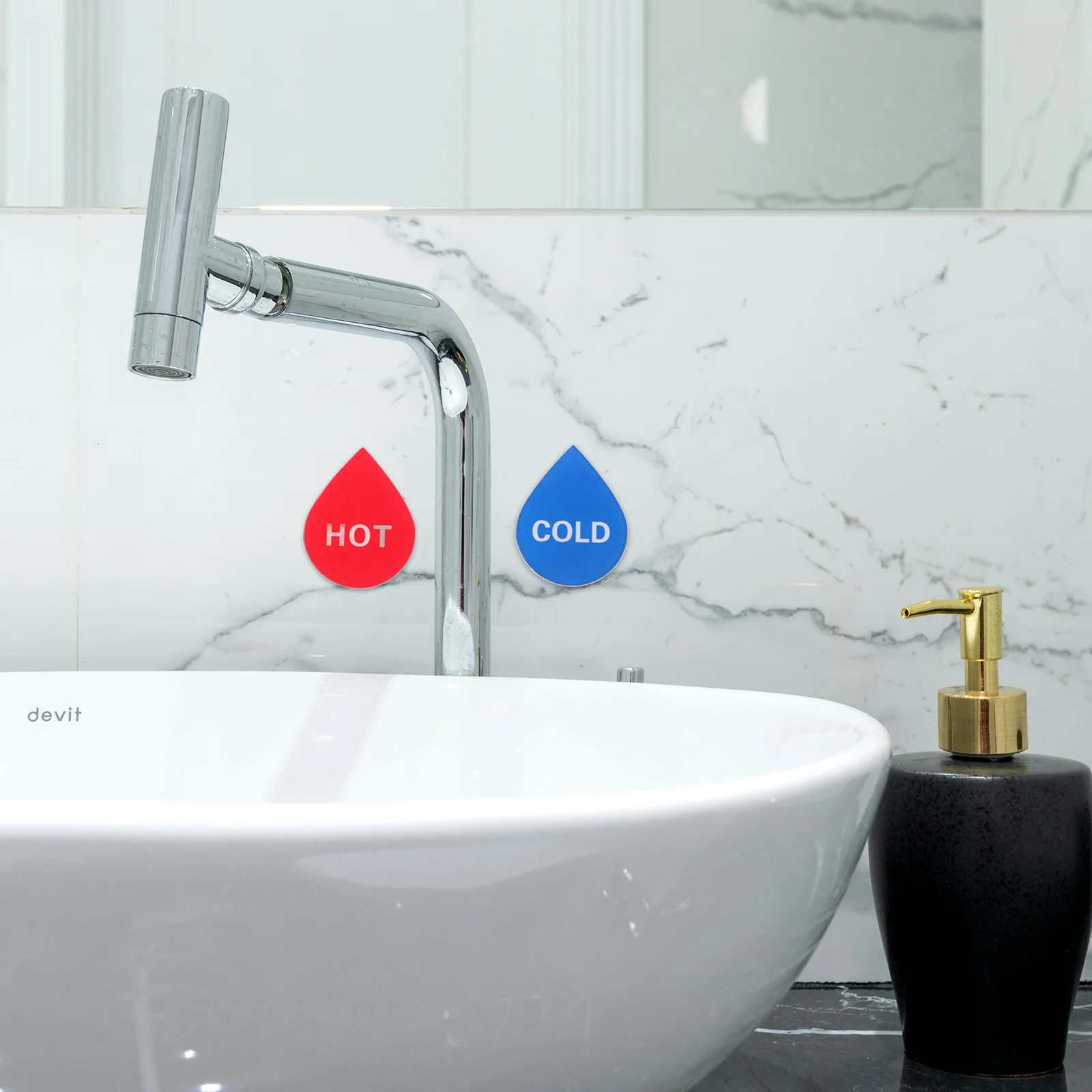 6 Pairs Hot and Cold Water Labels Faucet Taps Sticker Sign Ice Stickers Kitchen Function