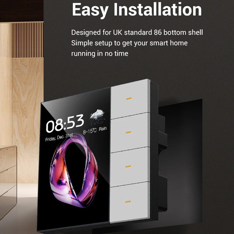 3.5 Inch Smart Wall Switch Touch Screen 4 Groups Switch 8-Way Scene Radar Sensor Dimming Switch Curtain Tuya Zigbee