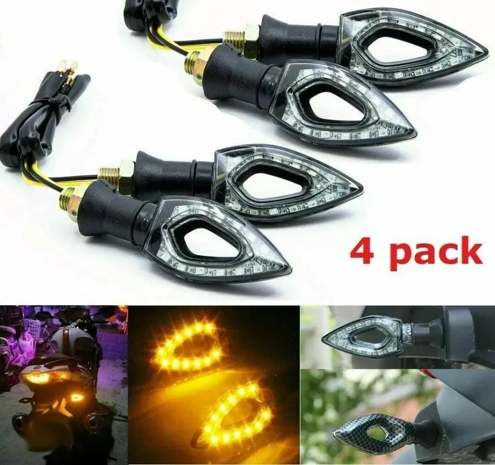 

2Pair Amber Universal Motorcycle Motorbike Waterproof Turn Signal Indicators Tail Light Lamp 12 Led Motorcycle Accessories