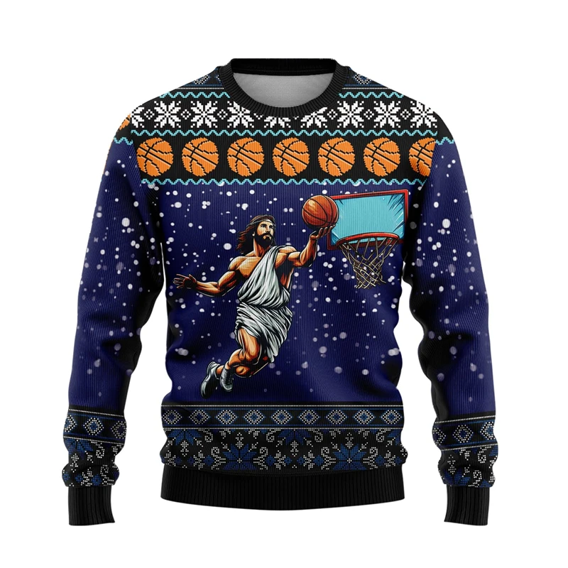 

Иисус Христианский унисекс уродливый рождественский свитер для мужчин и женщин одежда Harajuku модная мужская уличная одежда повседневные мужские пуловеры Y2k