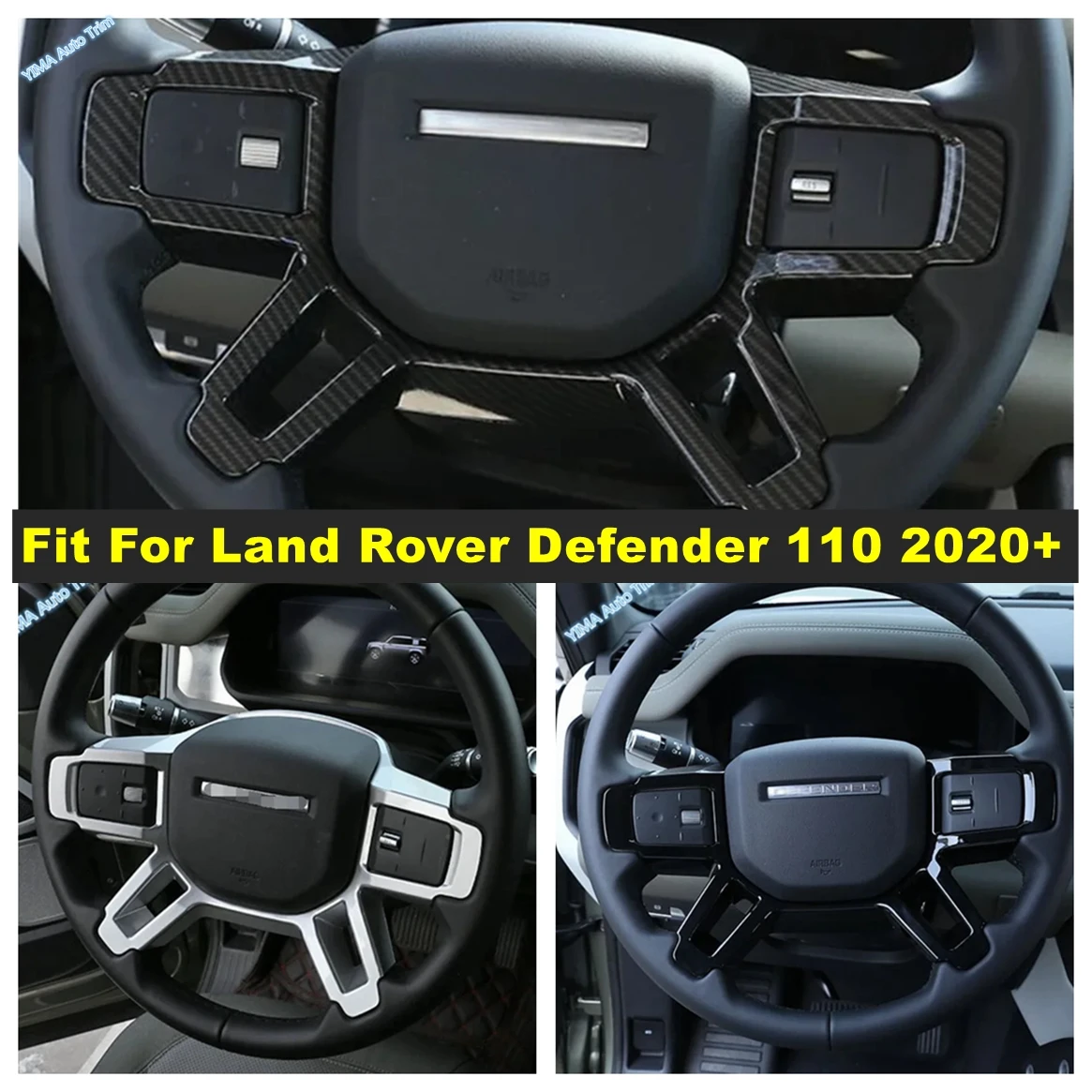 

Fit For Land Rover Defender 110 2020 - 2022 Steering Wheel Panel Cover Trim Frame Molding Garnish Bezel Surround Car Accessories