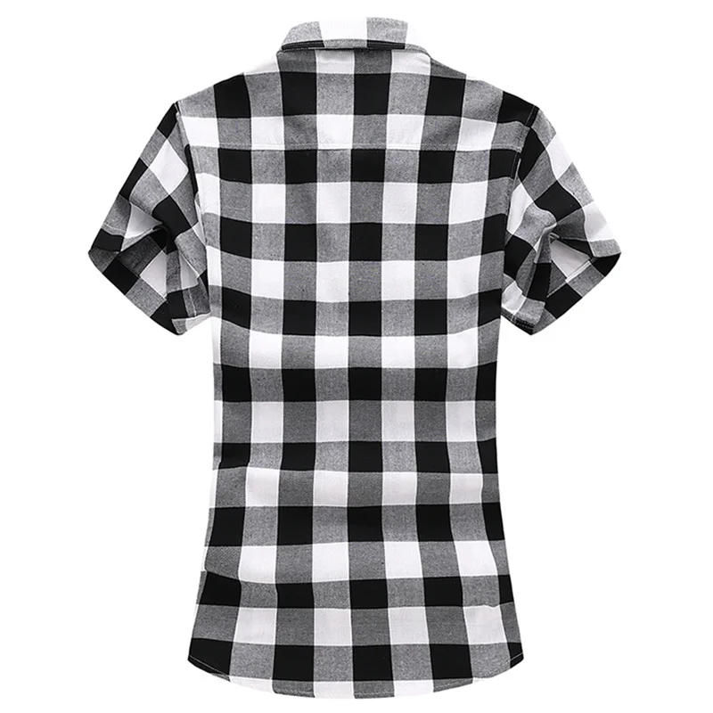 Summer New Striped Plaid Short-sleeved Shirt, Men\'s Fashion Casual Cotton Shirts, White Red Green Gray Blue Camisa Man Chemise