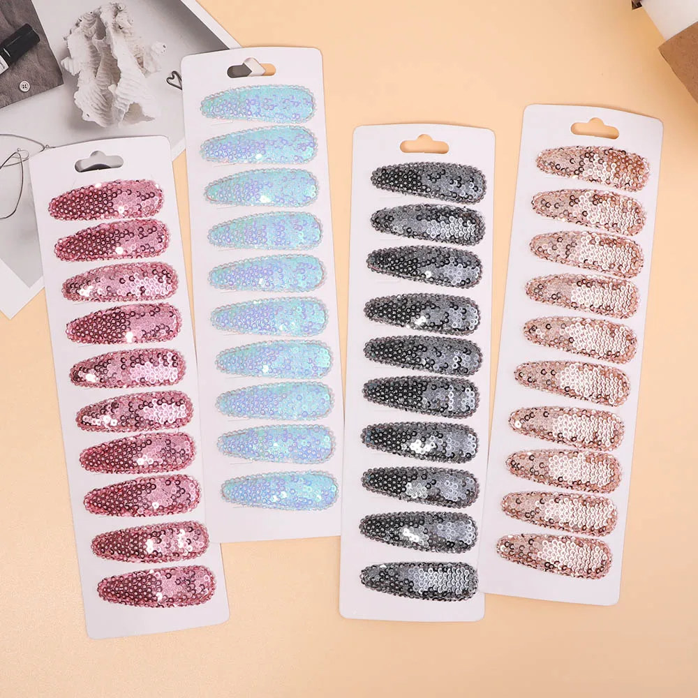 10Pcs/Set Korean Gradient Sequins Metal Hair Clips For Kids Girls Handmade Hairpins BB Clips Barrettes Headwear Hair Accessories