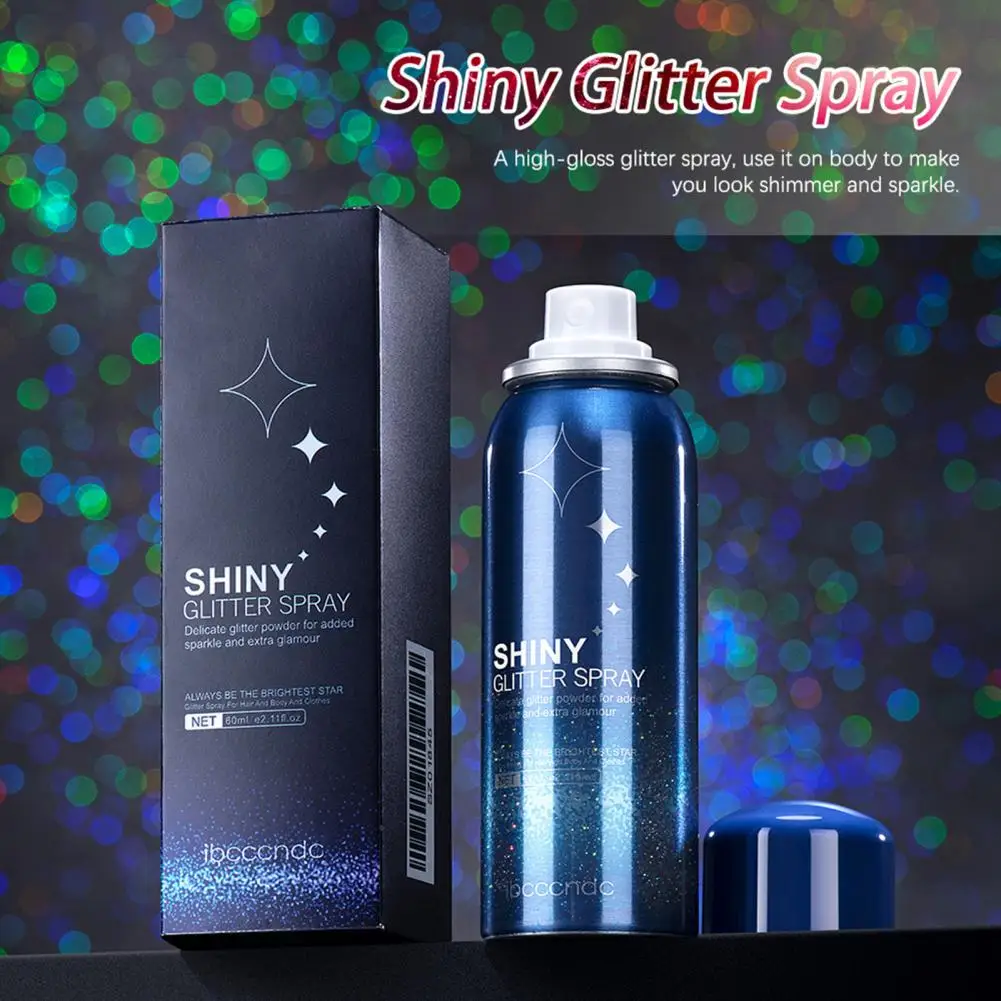 60ml prático corpo glitter spray seguro atraente iluminador spray brilhante pele glitter spray
