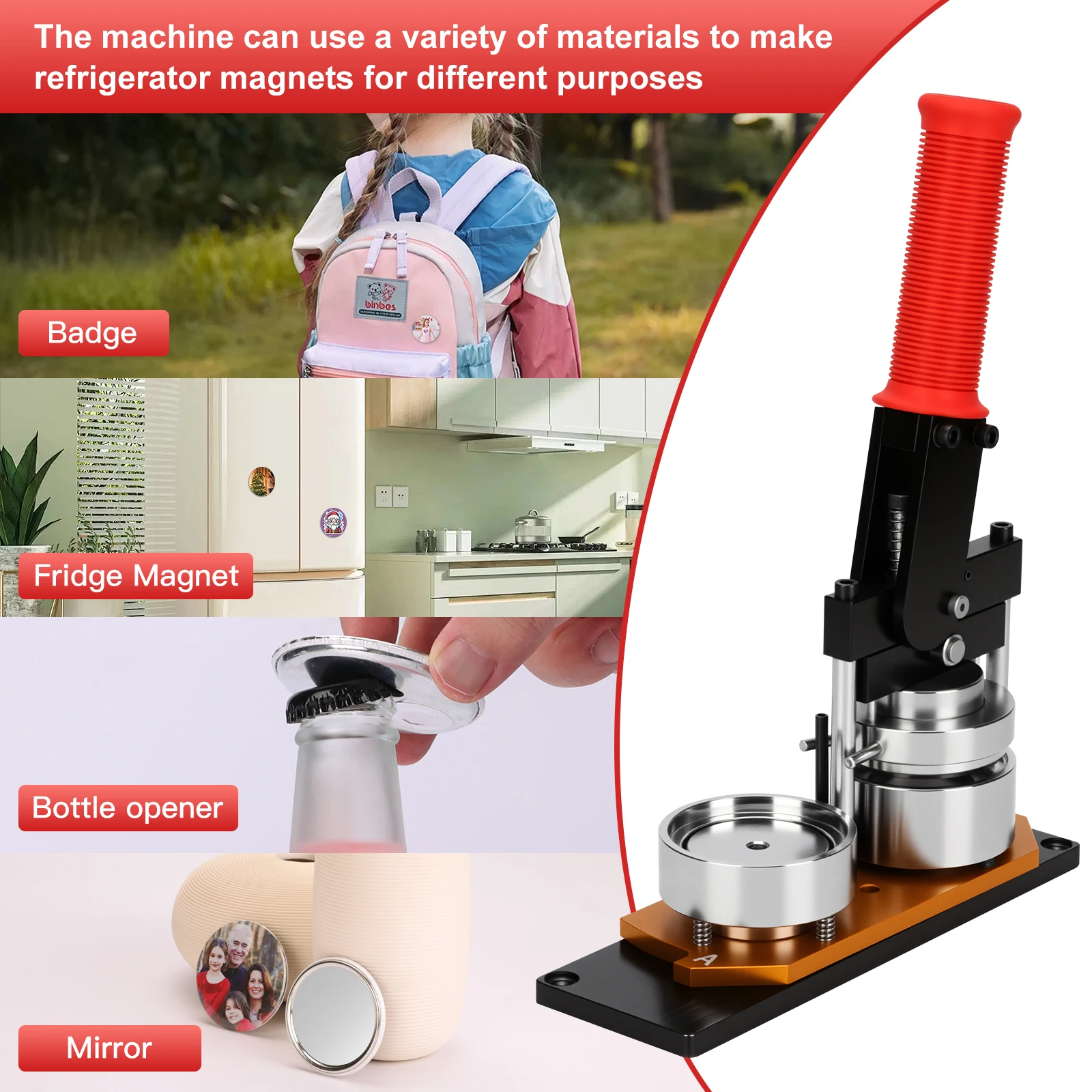 2.28 Inch Badge Making Machine – DIY Magnet/Badge/Bottle Opener Set with Cutter