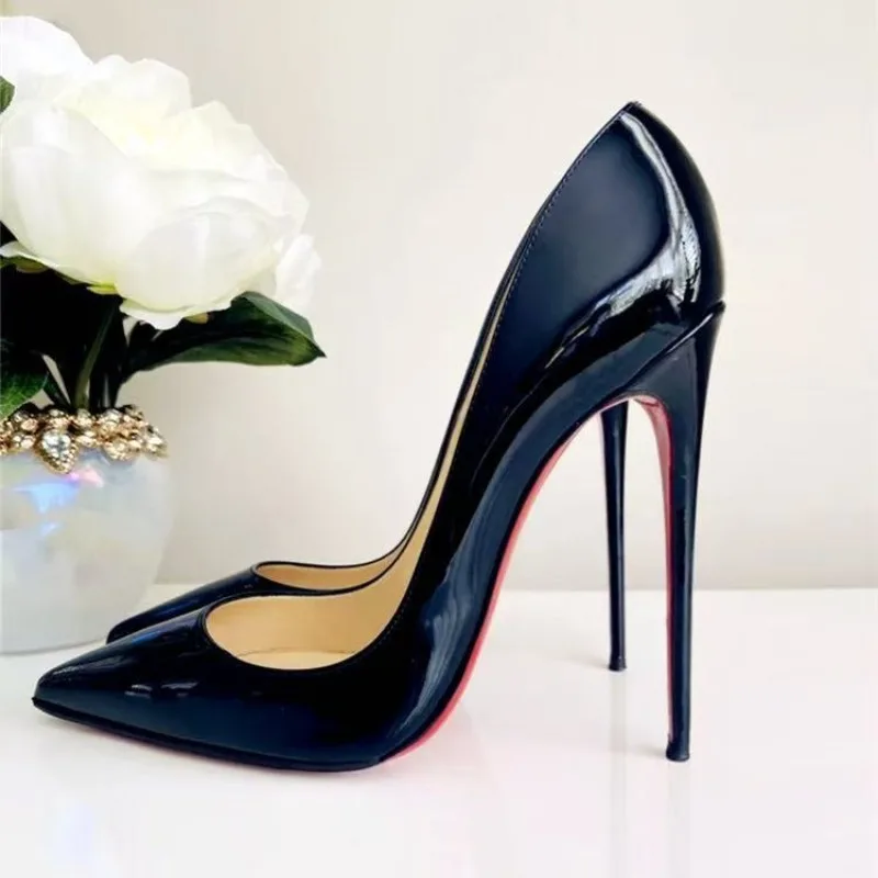 

12Cm High Heels Women's Thin Heels Sexy Shallow Mouth Red Sole Steel Heel Single Shoes Size 46