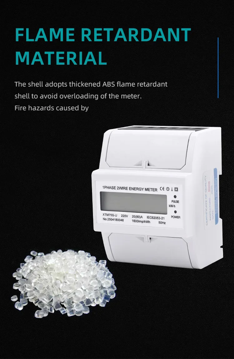 XTM75S-U Single-phase rail type electric energy meter Mini type electric meter LCD display