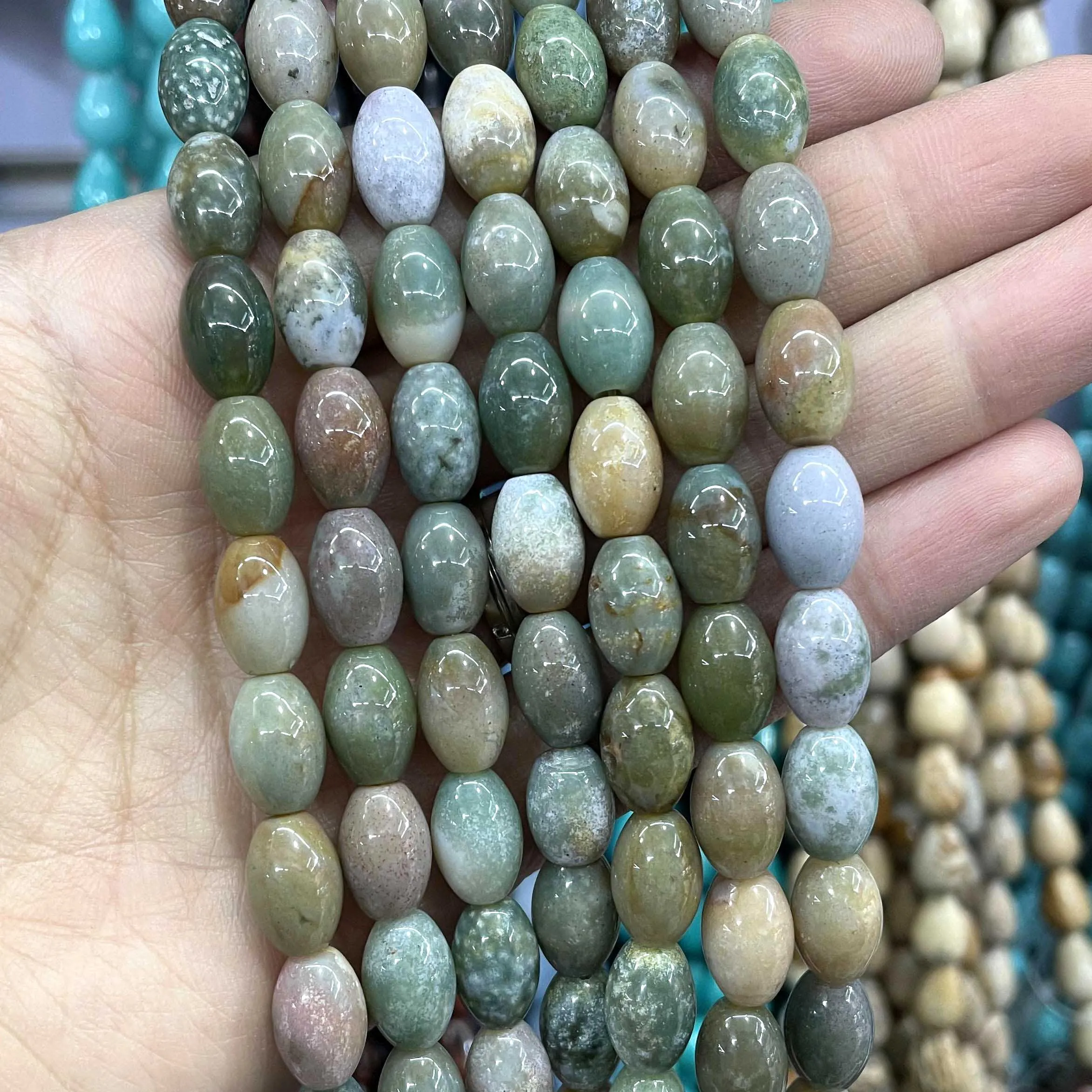 6 8 10MM Natural Stone Rice Shape Agates Crystal Quartz Loose Spacer Beads For Jewelry Making DIY Bracelet Necklace Accessories