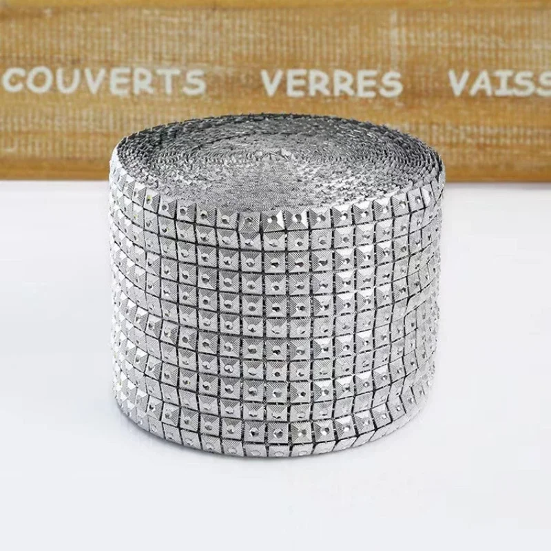 1 Yard Square Mesh Drill Sparkling Diamond Mesh Wrap Rhinestone Ribbon DIY Wedding Party Decoration