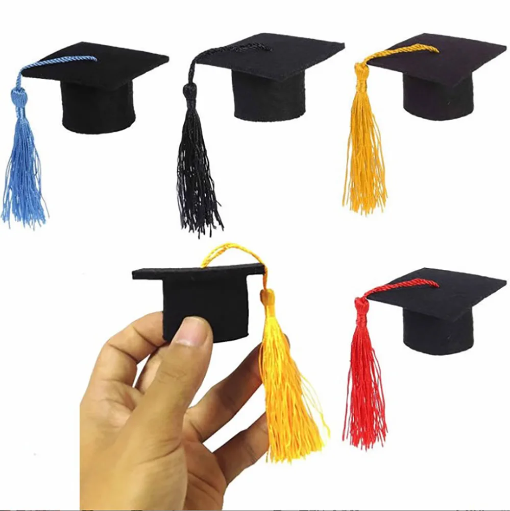 Graduation Decoration Mini Tassels Bachelor Cap Bottle Toppers Class Of 2024 Wine Cap Hat Cover