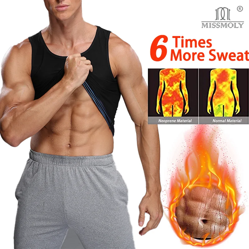 ملكة جمال مولي الرجال ساونا بذلة رياضية بلا أكمام الحرارة محاصرة تانك القمم البطن التحكم فاجا مدرب خصر تجريب اللياقة البدنية عرق مشد