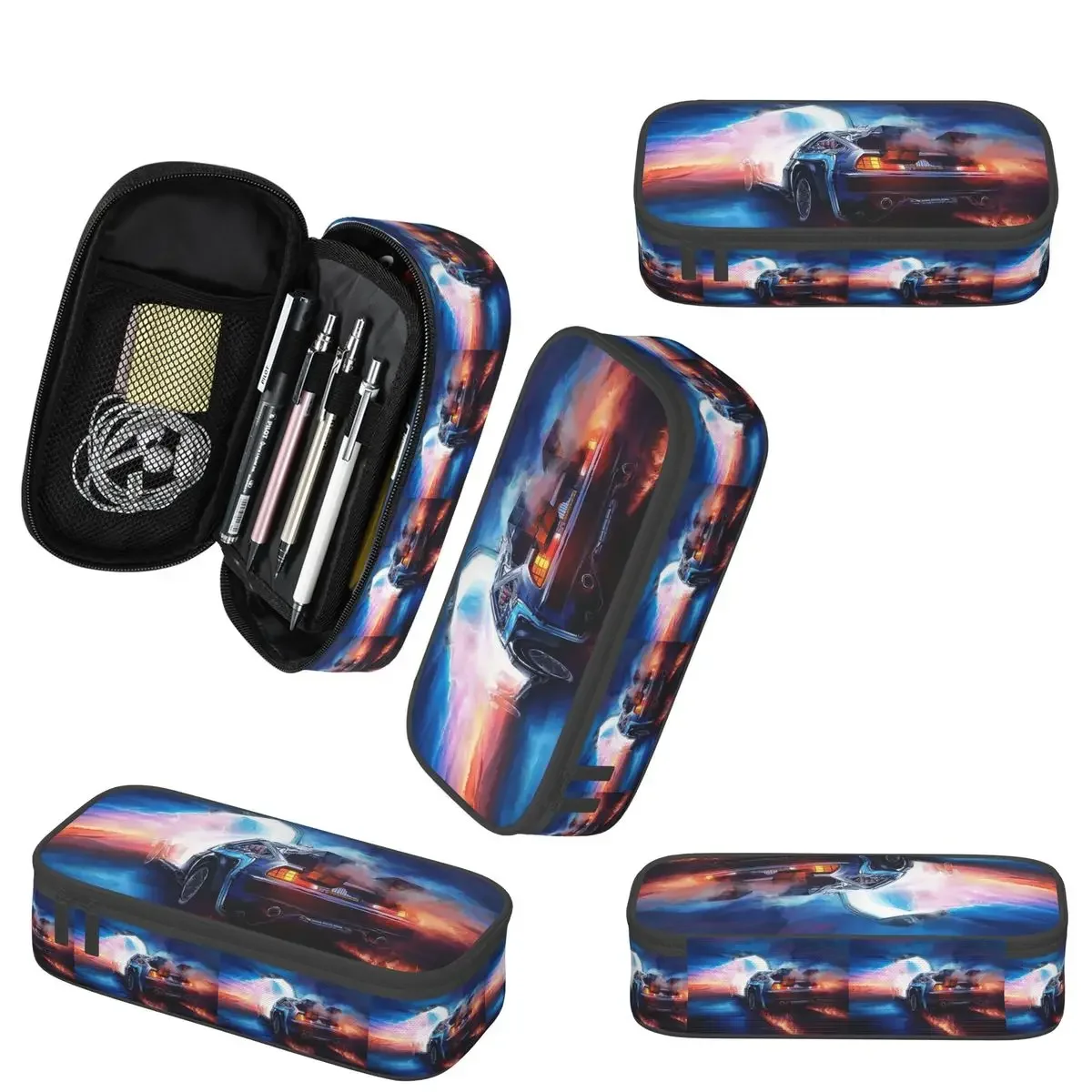 Back To The Future Delorean Time Machine Pencil Case for Kids School Pen Box Pencil Bag Stationery Supplies Pen Holder Bag