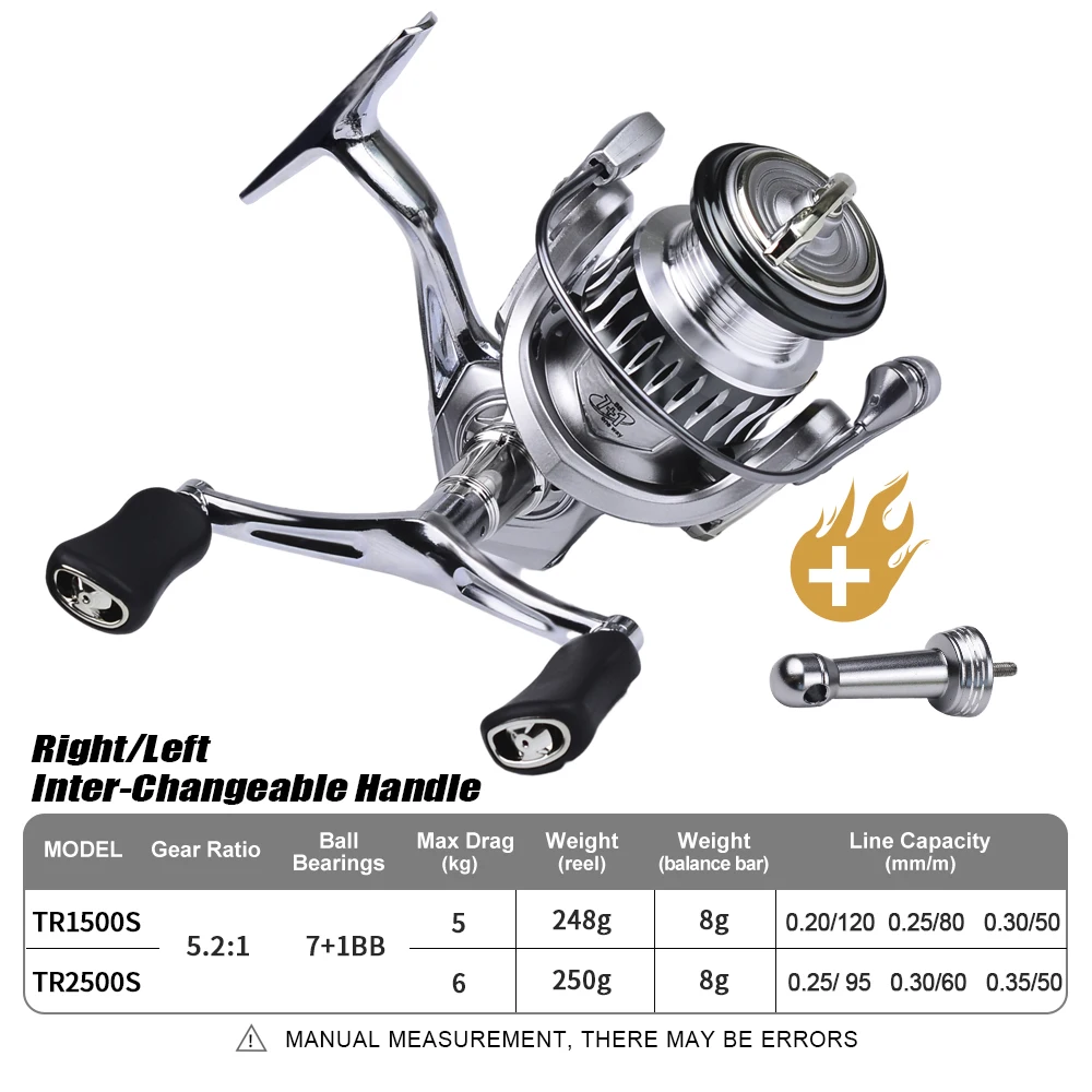 PROBEROS Fishing Reel 1500-2500 Series Double Handle Spinning Wheel 7+1BB 5.2:1 High Speed Wool Gasket Drag System Reel Pesca