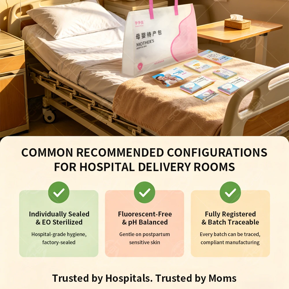 11 Piece Maternity Hospital Bag Kit Postpartum Care Set with Measuring Pads,Belly Band,Nursing Pads,Underwear for Labor Delivery