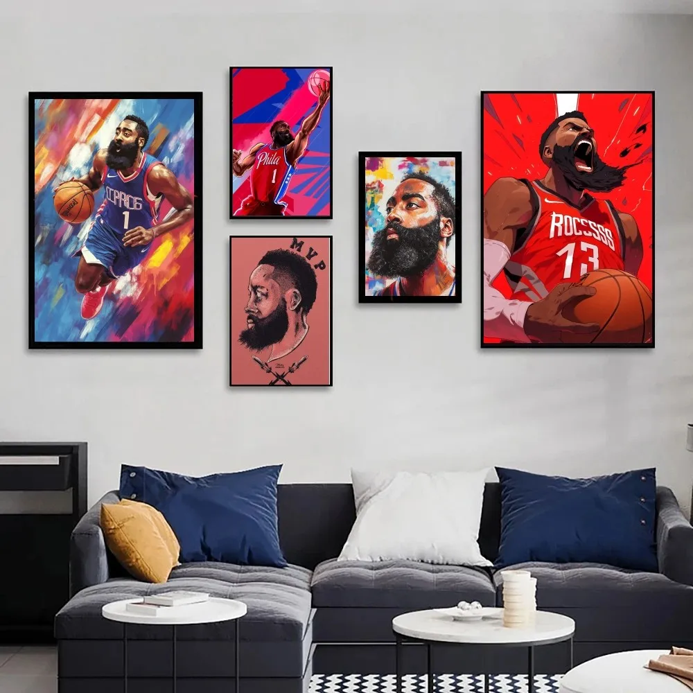 Basketball player J-James H-Harden Poster Wall Art Home Decor Room Decor Digital Painting Living Room Restaurant Kitchen Art