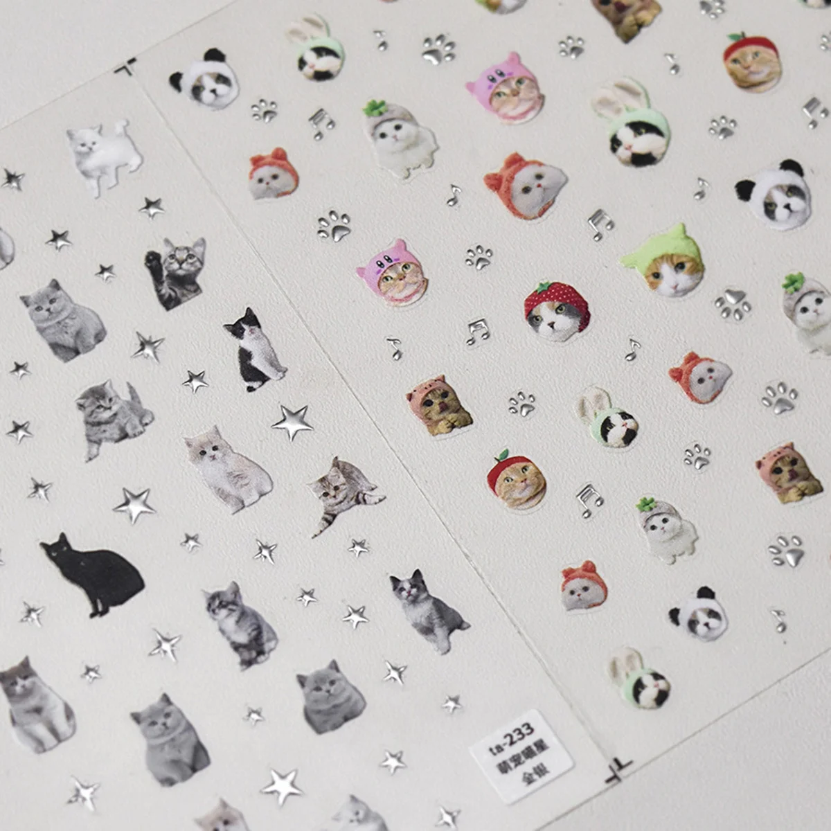 1Pcs 5D Embossed Cute Pet Manicure Decal Nail Cartoon Sticker Kawaii Animals Dog Cat Self Adhesive DIY Decorations Decals Nail