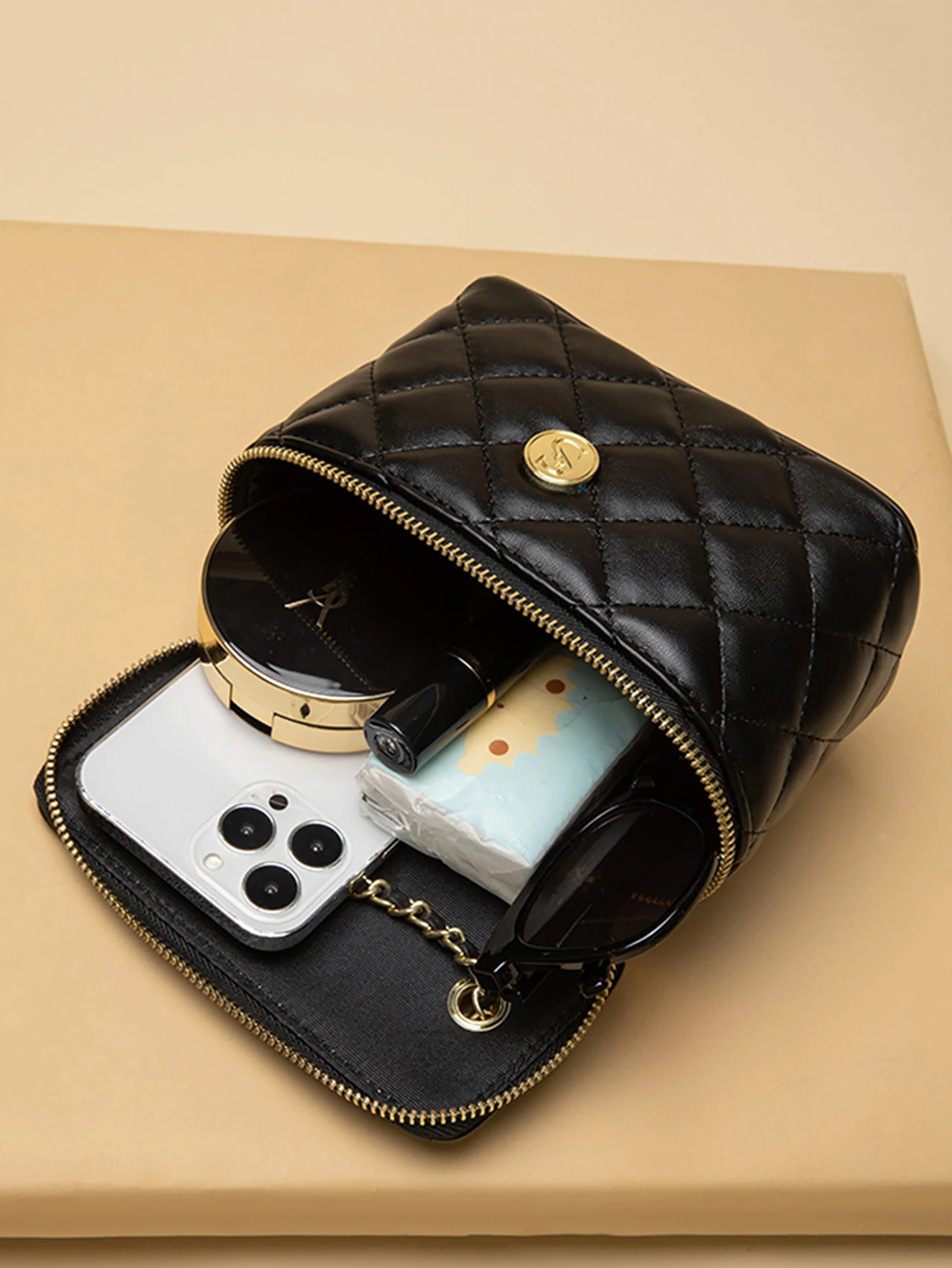 Klasyczna Mini pikowana damska torba Crossbody modna i elegancka/diamentowa w kratฤ/maลa torba kwadratowa torba na ramiฤ