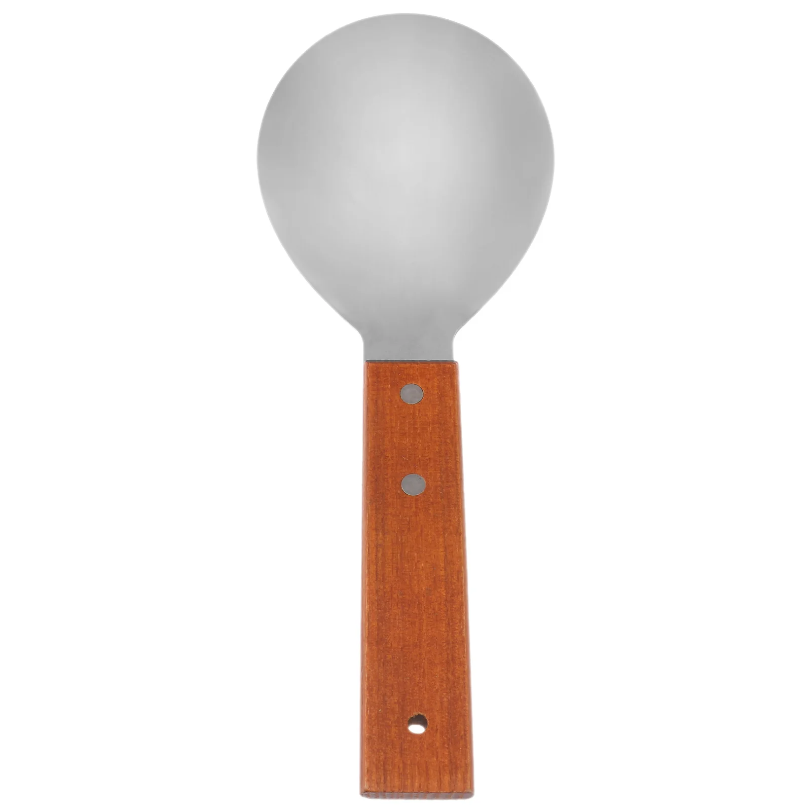 

Kitchen Stainless Steel Large Rice Spoon Soup Scoop Food Serving Spoon Wooden Handle Tableware for Home Restaurant Household