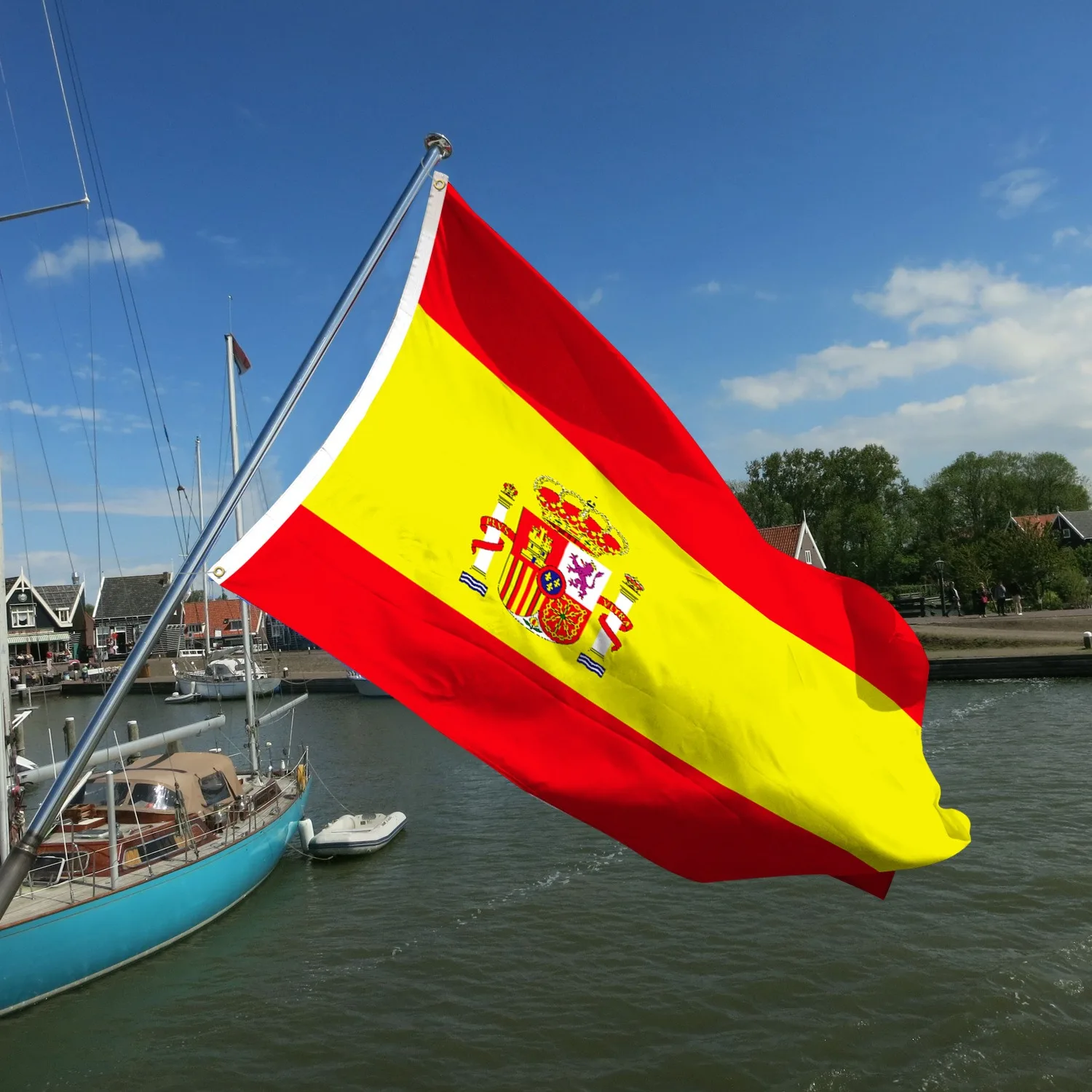 Spain national flag for festivals and celebrations, home decoration banner, hand-waving car flag with plastic flagpole