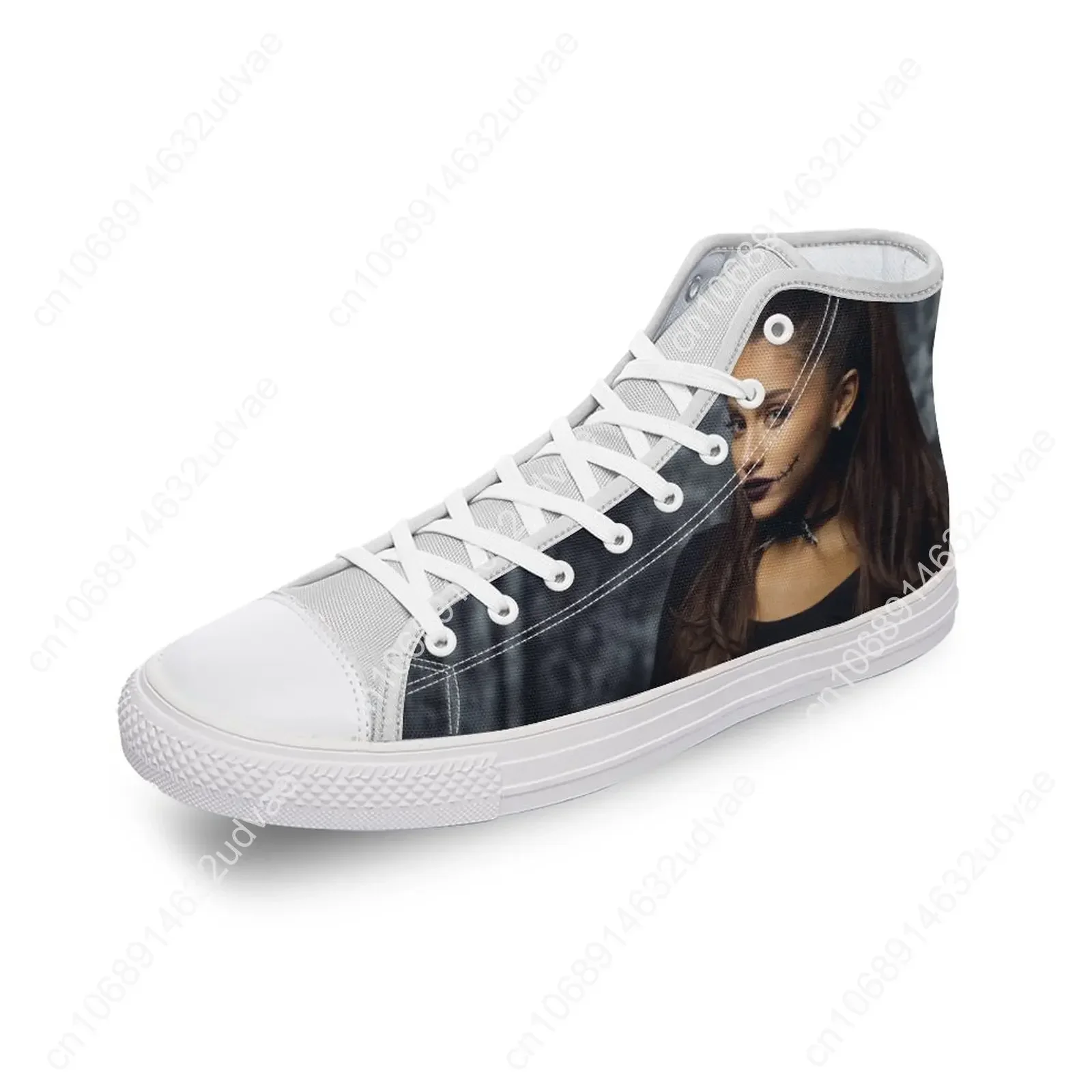 Ariana Grande High-top Canvas Shoes Diy Luxury Men's and Women's Casual Shoes Fashion Flat Sneakers Party Zapatillas Mujer