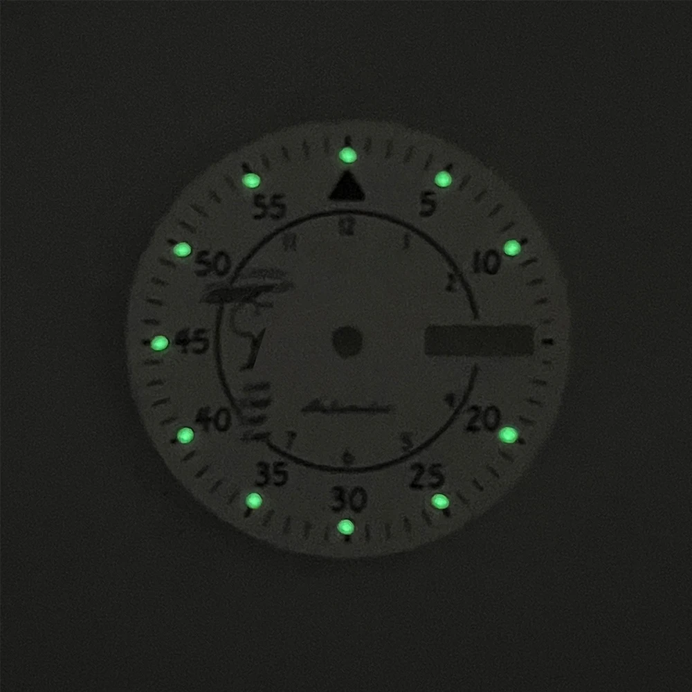 28.5mm s logotipo filhote de cachorro dial adequado para nh36 movimento automático relógio dos desenhos animados filhote de cachorro verde acessórios de modificação luminosa