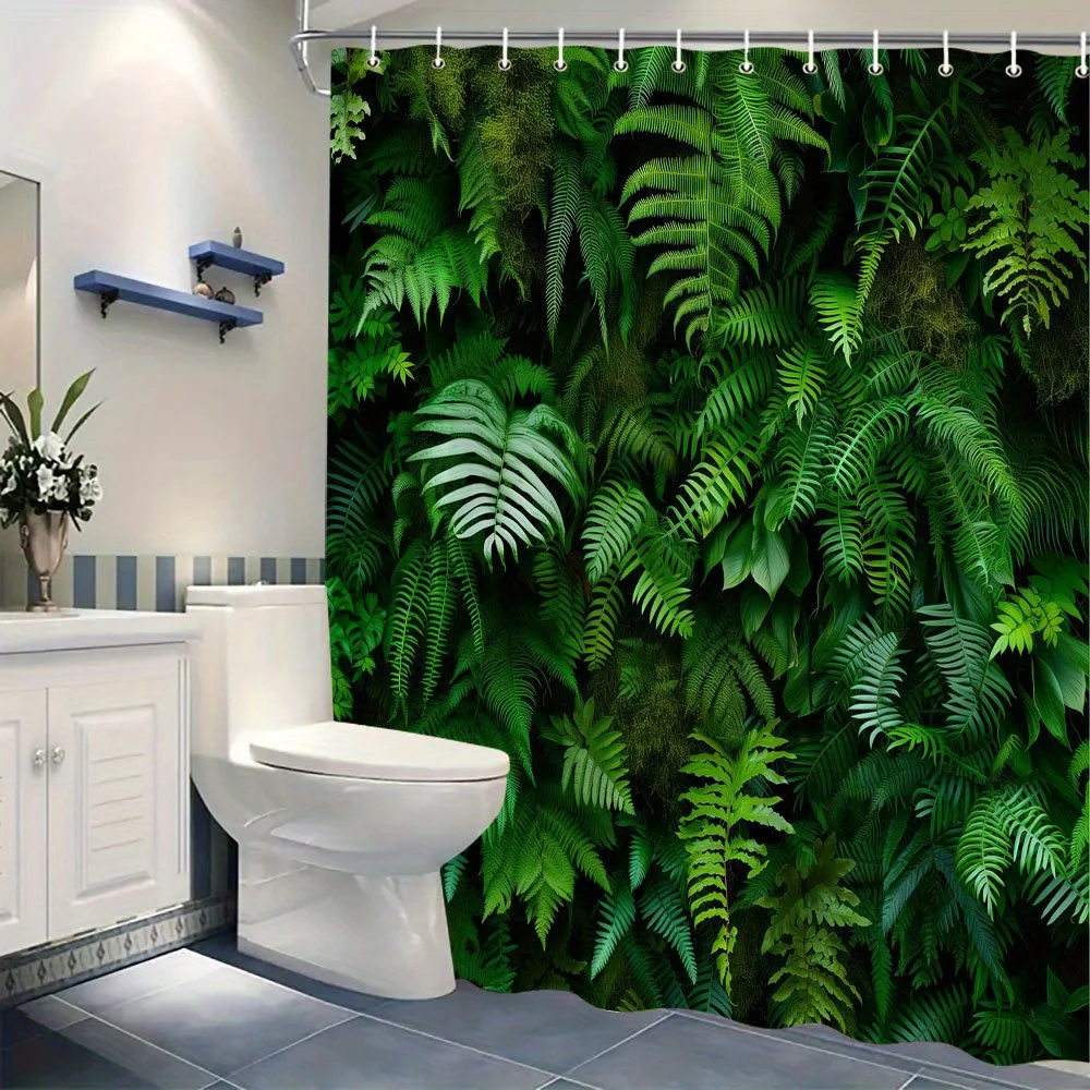 

"Green Ferns Waterproof Shower Curtain, Nature Inspired Design for Eco-Friendly Bathroom Decor"