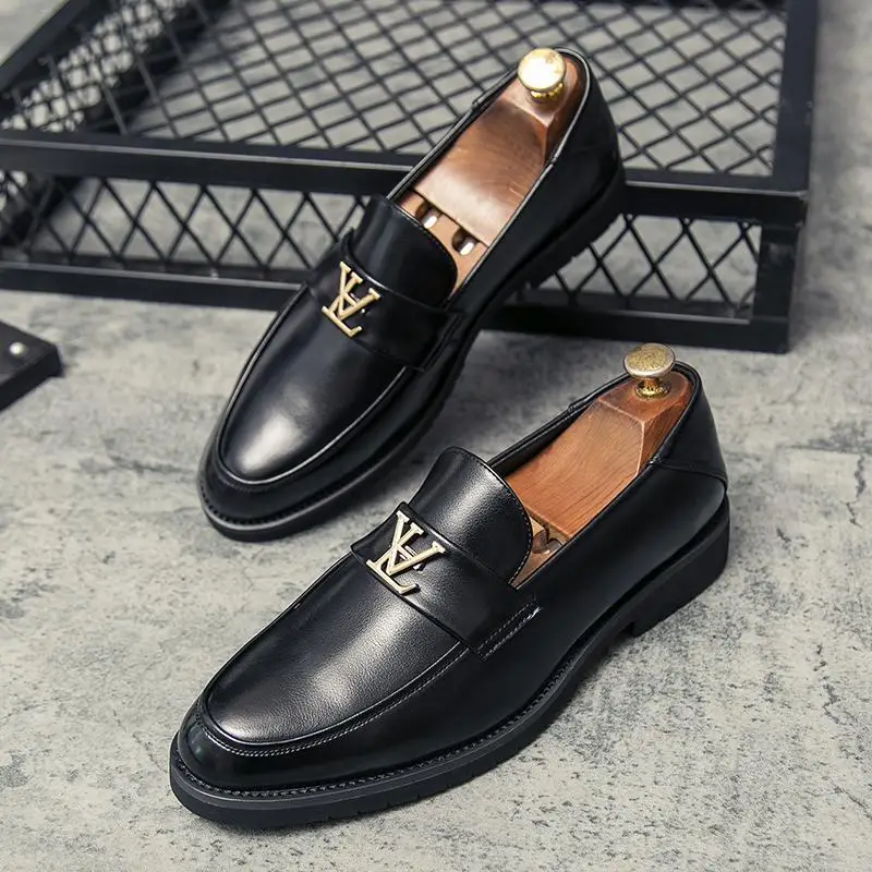 

Корейские модные мужские лоферы, черные деловые рабочие туфли, повседневная кожаная обувь в деловом британском стиле XRS-3165-2