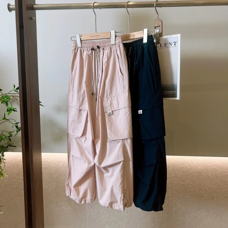 lightweight-spring-summer-new-arrival-kids-girls-fashionable-pocket-design-casual-versatile-cotton-nylon-work-pants